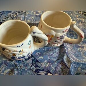 Anthropologie mug cups / Swan and elephant